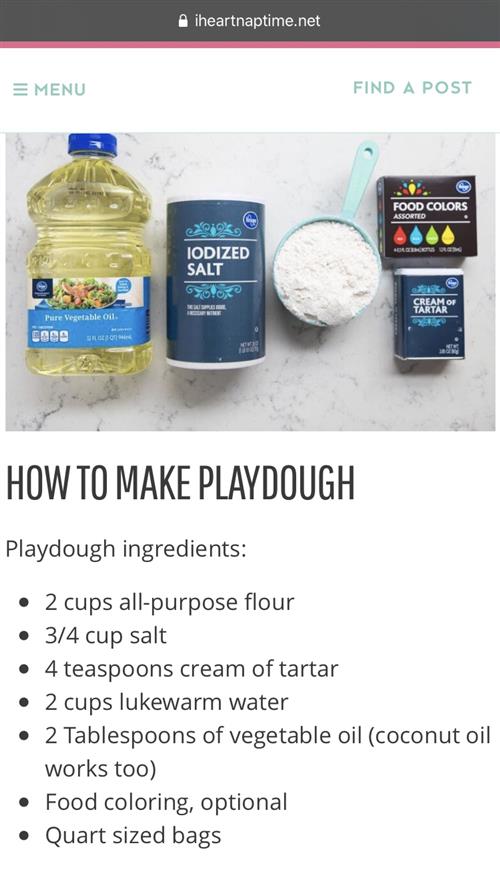 play dough ingredients 